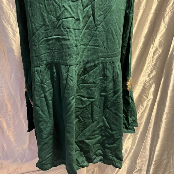 Slightly Worn A Beautiful Soul Green & Gold Tunic Sz 1X - Picture 6 of 7